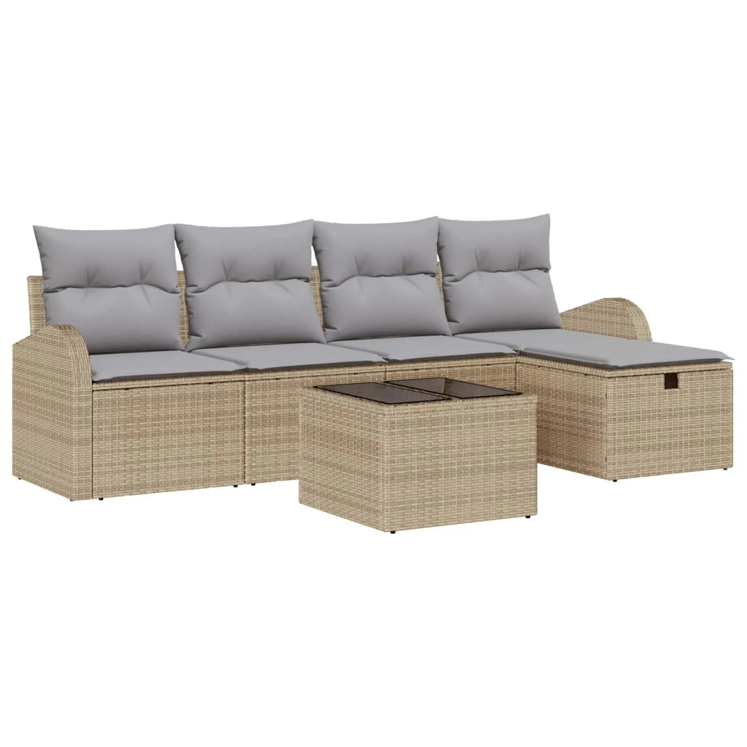 vidaXL Sofa Set mit Kissen mit Speicher Beige und Hellgrau Poly-Rattan 3359 günstig online kaufen