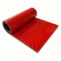 Roter PVC-Bodenbelag Check Quadra mit Quadratmuster, rutschfest, 110x350 cm.