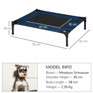 PawHut Hundebett Outdoor, blau, mit Maßen. Hundeliege für mittelgroße Hunde.
