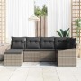Graues 6-teiliges vidaXL Garten-Sofa-Set aus Poly Rattan für Terrasse und Garten.