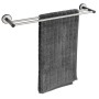 Wenko Badetuchstange Duo Udine, 60 cm, silber matt, mit grauem Handtuch.