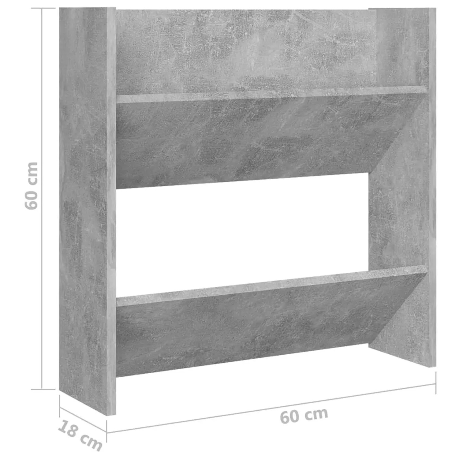 vidaXL Wand-Schuhschrank Betongrau 60x18x60 cm Holzwerkstoff 806726_6