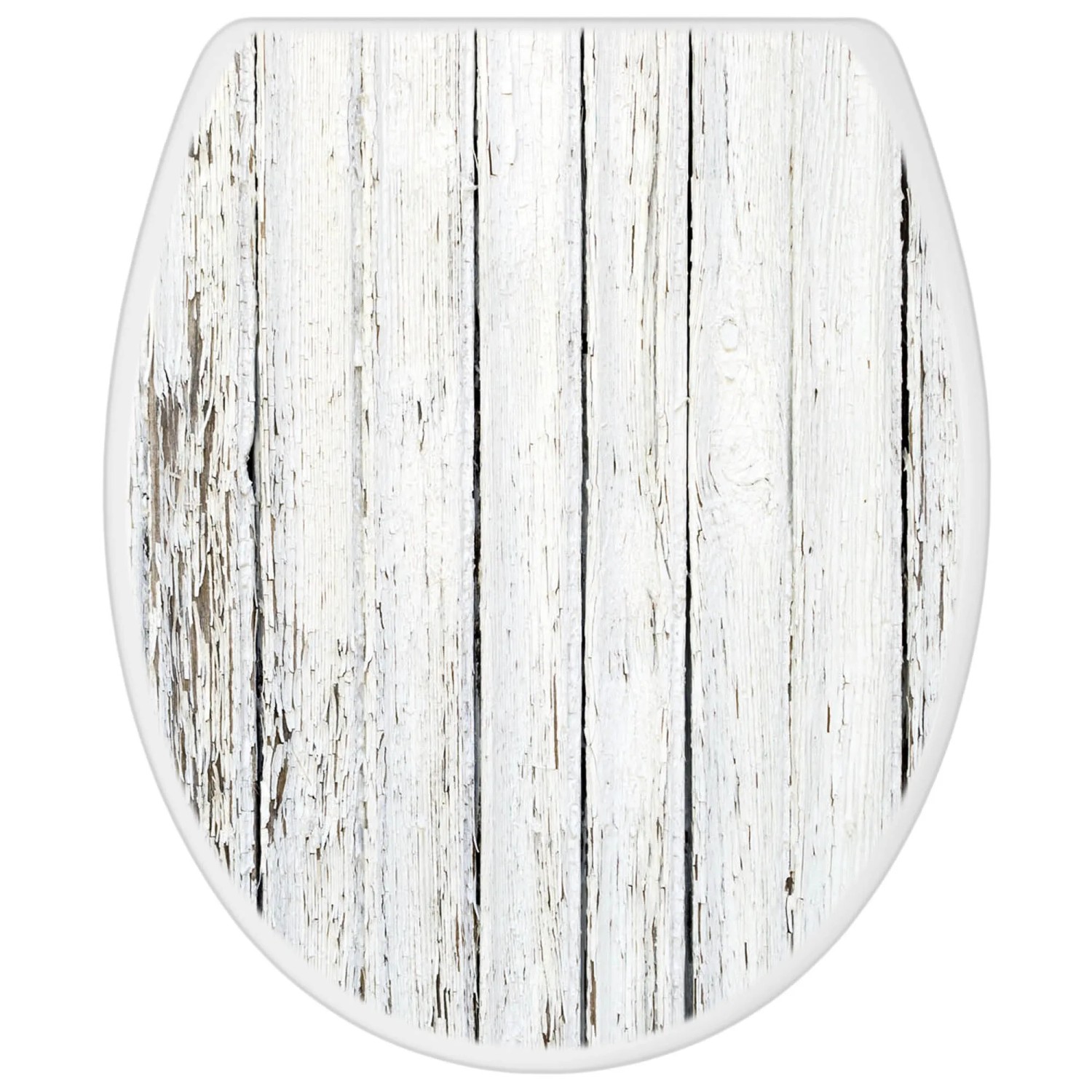 Banjado WC-Sitz mit Absenkautomatik, Motiv Weißer Bretterzaun, Duroplast, Weiß.