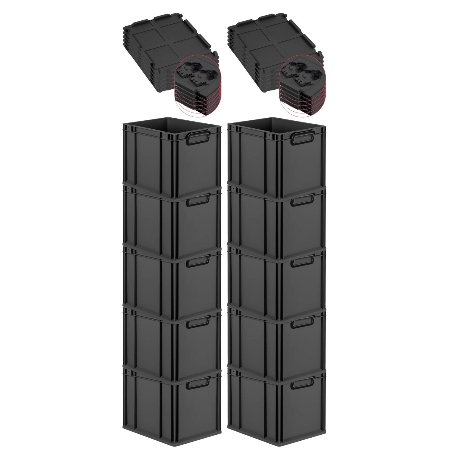 PROREGAL SuperSparSet 10x Eurobox Nextgen Color Mit Scharnierdeckel HxBxT 3 günstig online kaufen