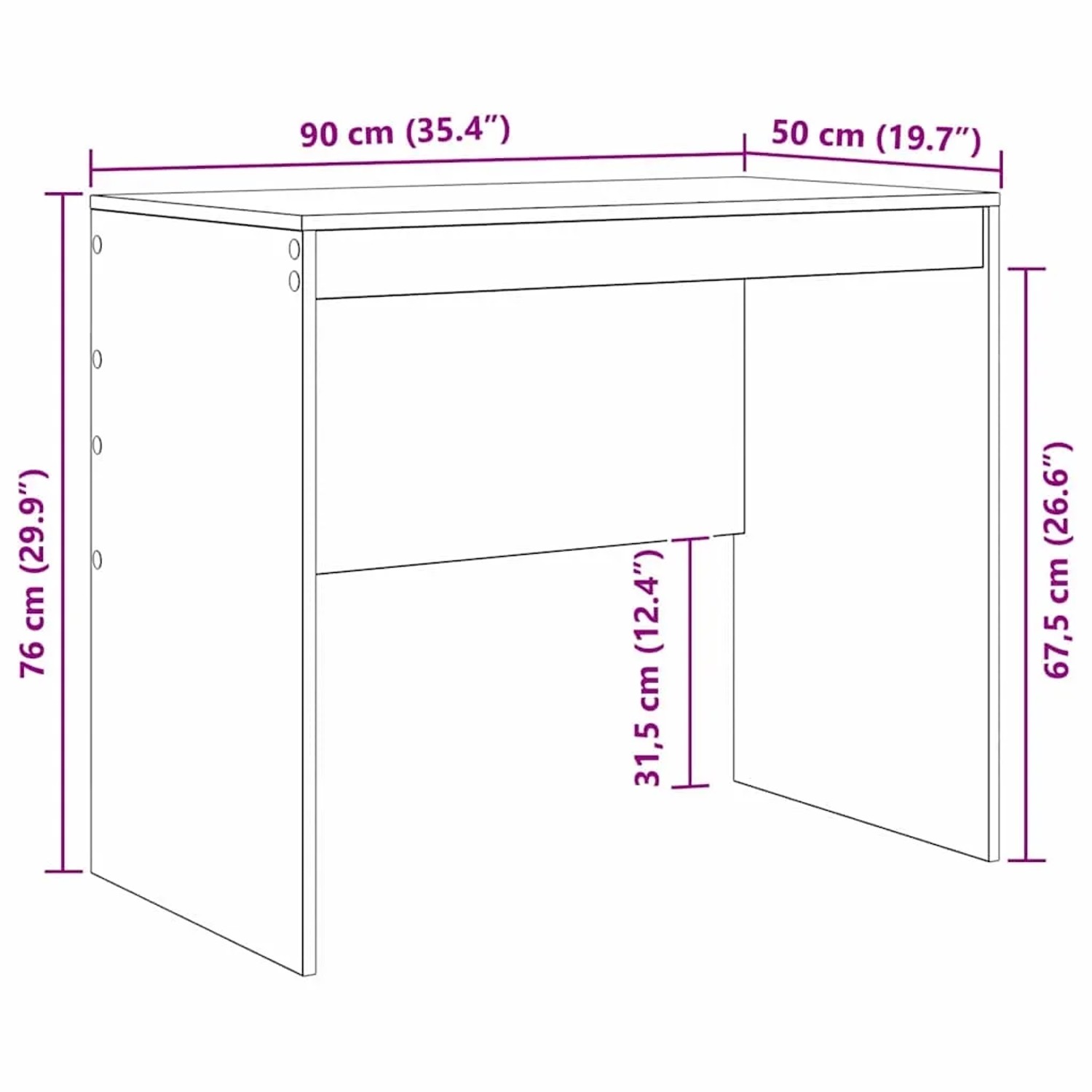 vidaXL Schreibtisch Artisan-Eiche 90 x 50 x 76 cm Holzwerkstoff 869441_10