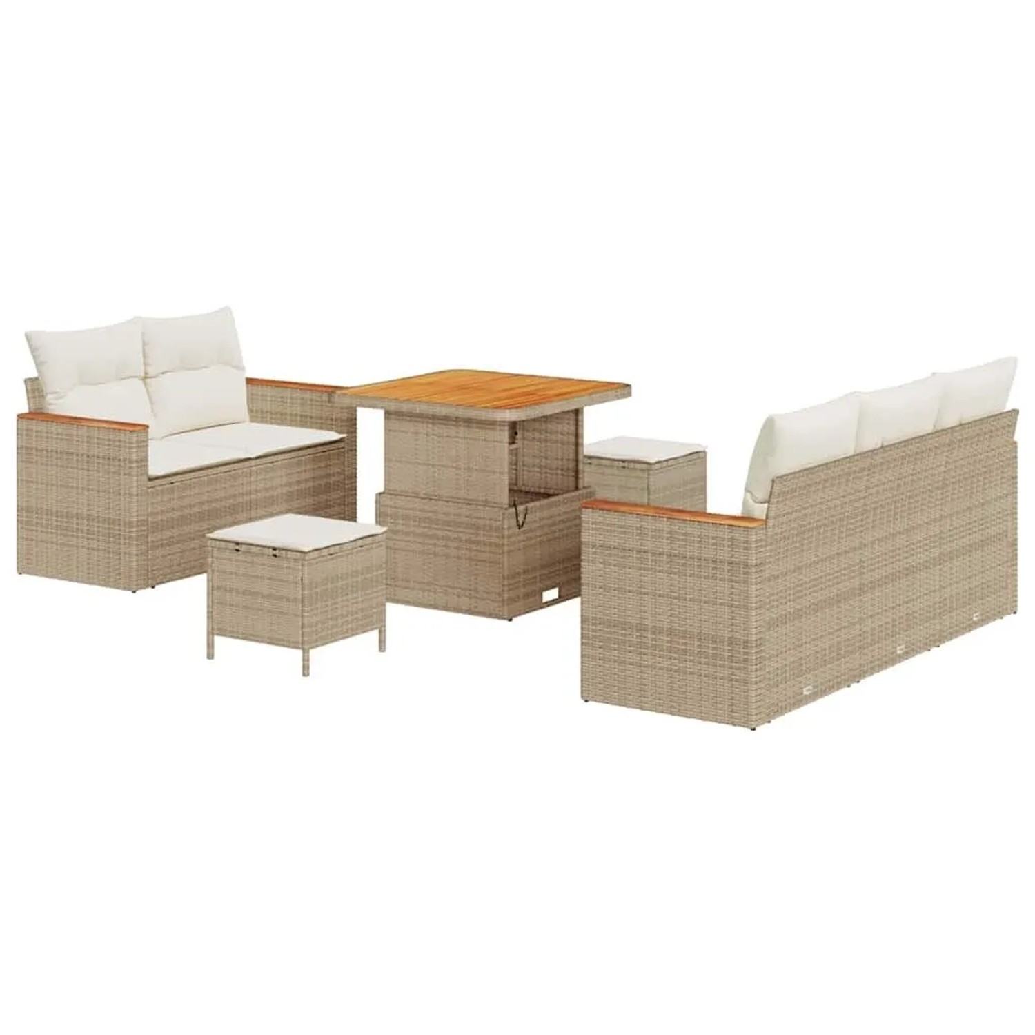 vidaXL Gartensofa-Set mit Kissen 10 Stk Beige und Creme Poly-Rattan 3364936 günstig online kaufen