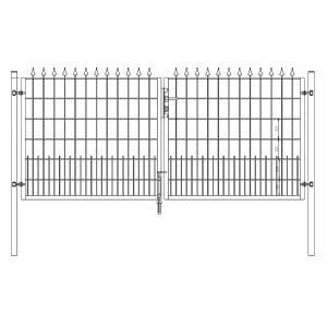 Schmuckzaun Doppeltor U20 mit Lilien-Spitze, anthrazit, 300x120 cm. Gartentor im Detail.