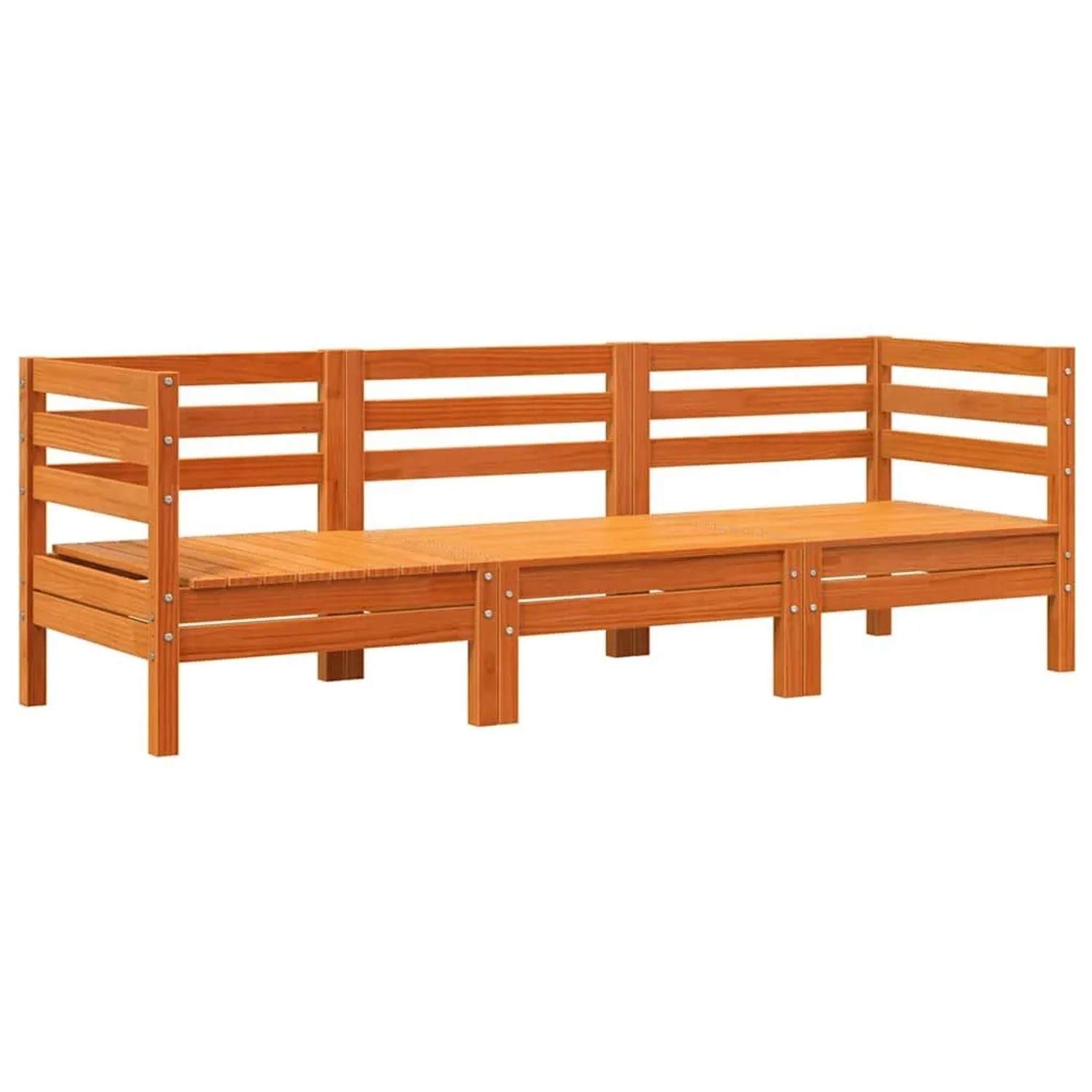 vidaXL Gartensofa 3-Sitzer Wachsbraun Massivholz Kiefer 838030