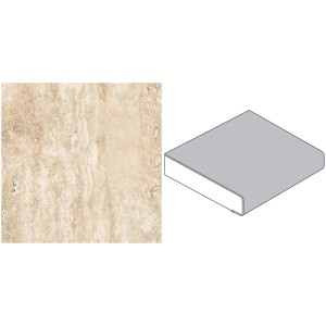 Arbeitsplatte Travertin Beige, 60 cm breit, Steindekor und Kantenprofil
