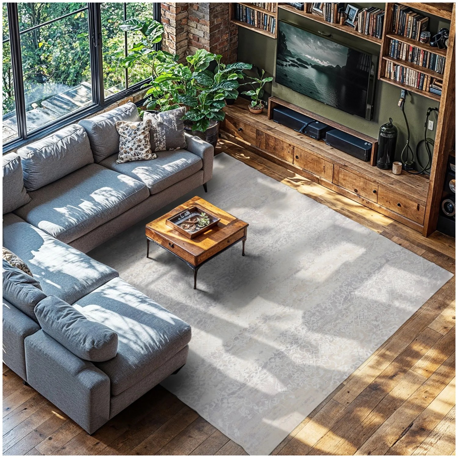 Tectake Vintage Designer Teppich Dalia Verschiedene Größen Used Look  Verwaschenes Muster 240 x 340 cm 340 x 240 x 0 60 cm Beige