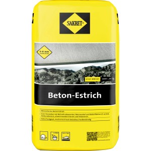 Gelber Sack Sakret Betonestrich 25 kg, Trockenmörtel für Betonfundamente, Estrich und Heizestrich.