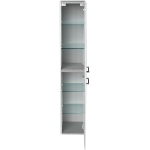 Offener, weißer Fackelmann Bad-Hochschrank OXFORD mit Glasböden, 30 cm breit.