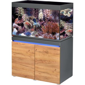 Eheim Aquarium-Kombination Incpiria Marine 330 Graphit/Nature mit LED-Beleuchtung und Unterschrank.