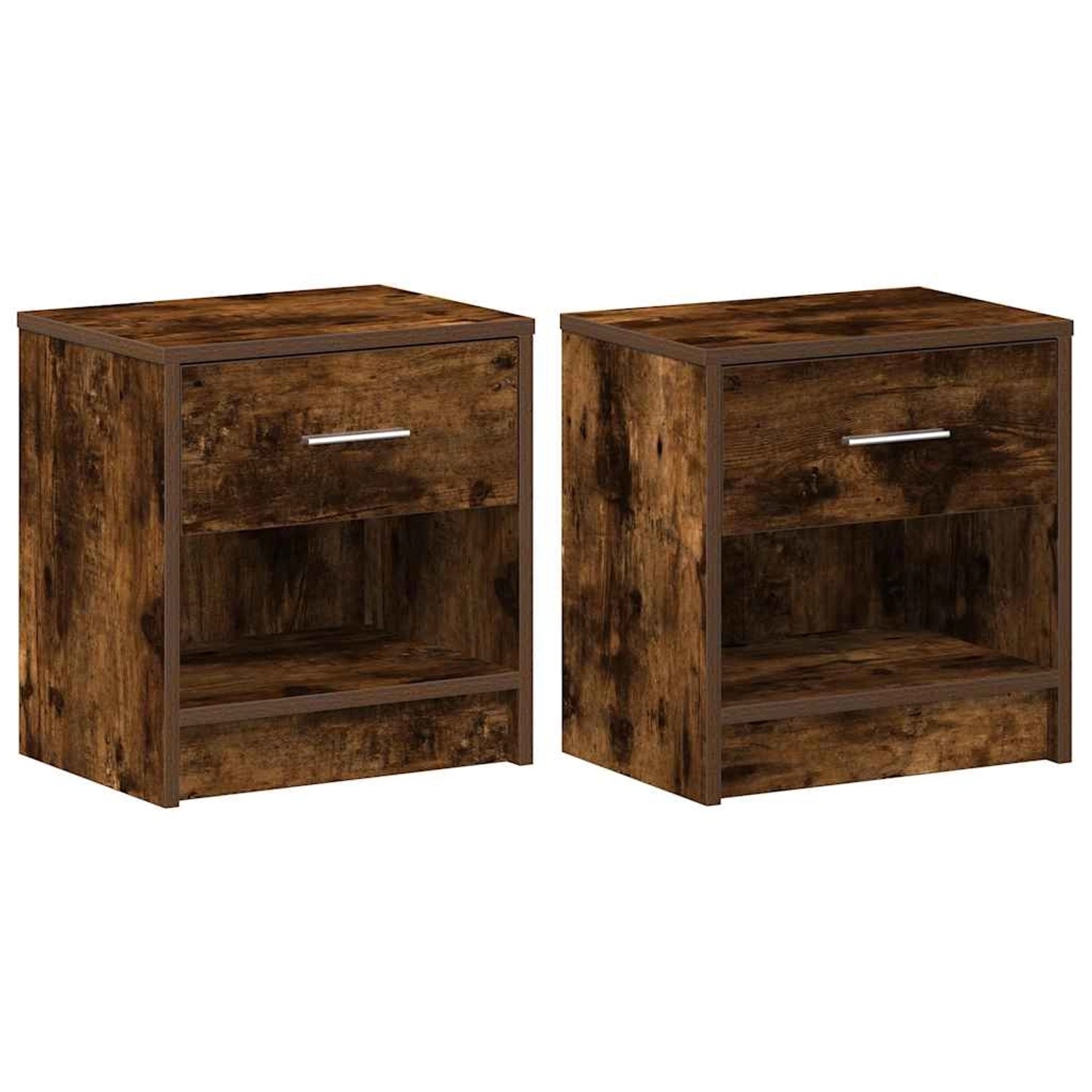 vidaXL Nachttische 2 Stk, mit Schublade Räuchereiche 39x28x41 cm 858758