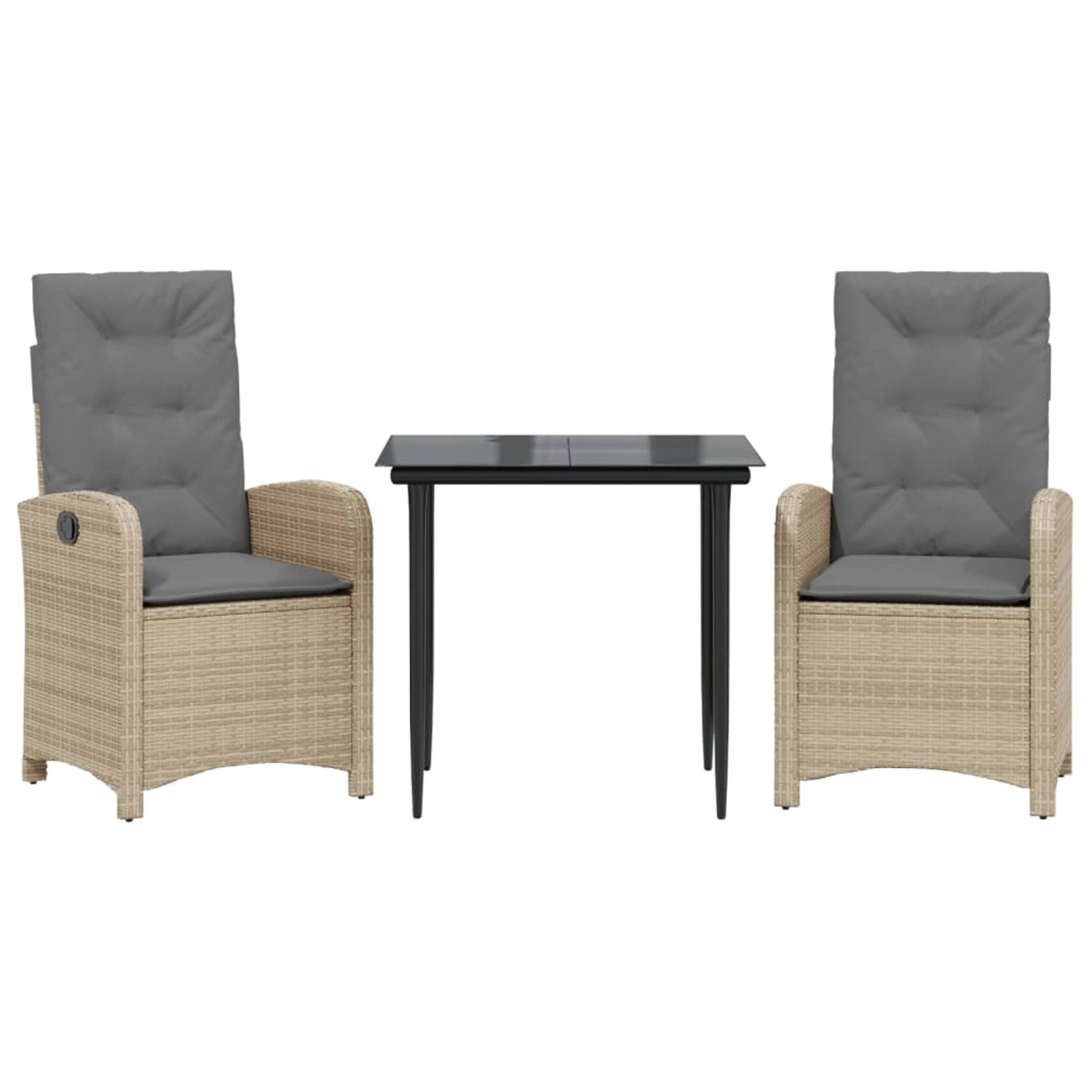 vidaXL 3-Tlg Garten-Essgruppe mit Kissen Beigemischung Poly Rattan 3212390 günstig online kaufen
