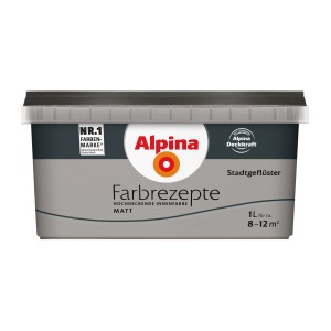 Alpina Farbrezepte Stadtgeflüster, matte Wandfarbe im 1 Liter Eimer.