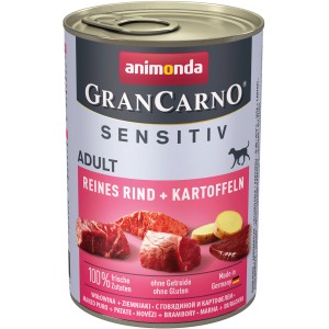 Gran Carno Sensitiv Hundenassfutter Rind & Kartoffel, Dose. Alleinfutter für ernährungssensible, ausgewachsene Hunde.