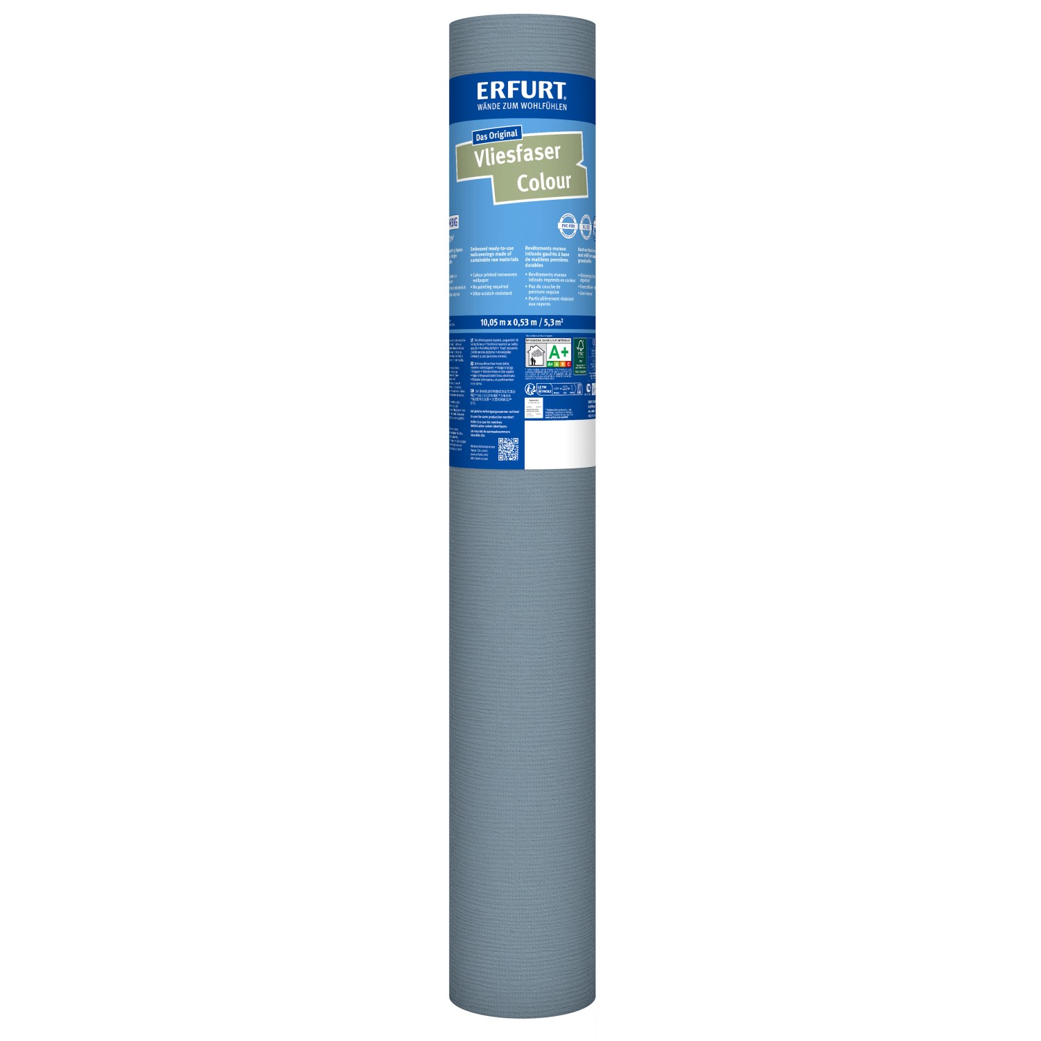 Erfurt Vliesfaser Colour 302-6 Blau 10,5 m x 0,53 m günstig online kaufen