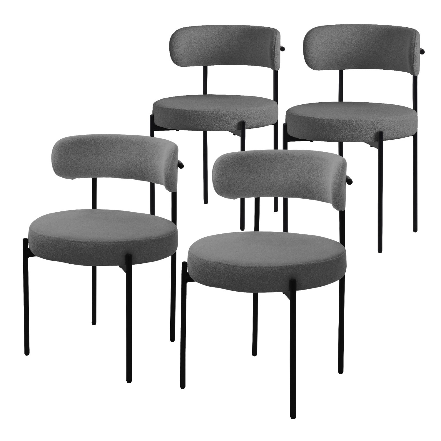 ML-Design Esszimmerstühle 4Er Set Küchenstuhl aus Teddystoff Grau günstig online kaufen