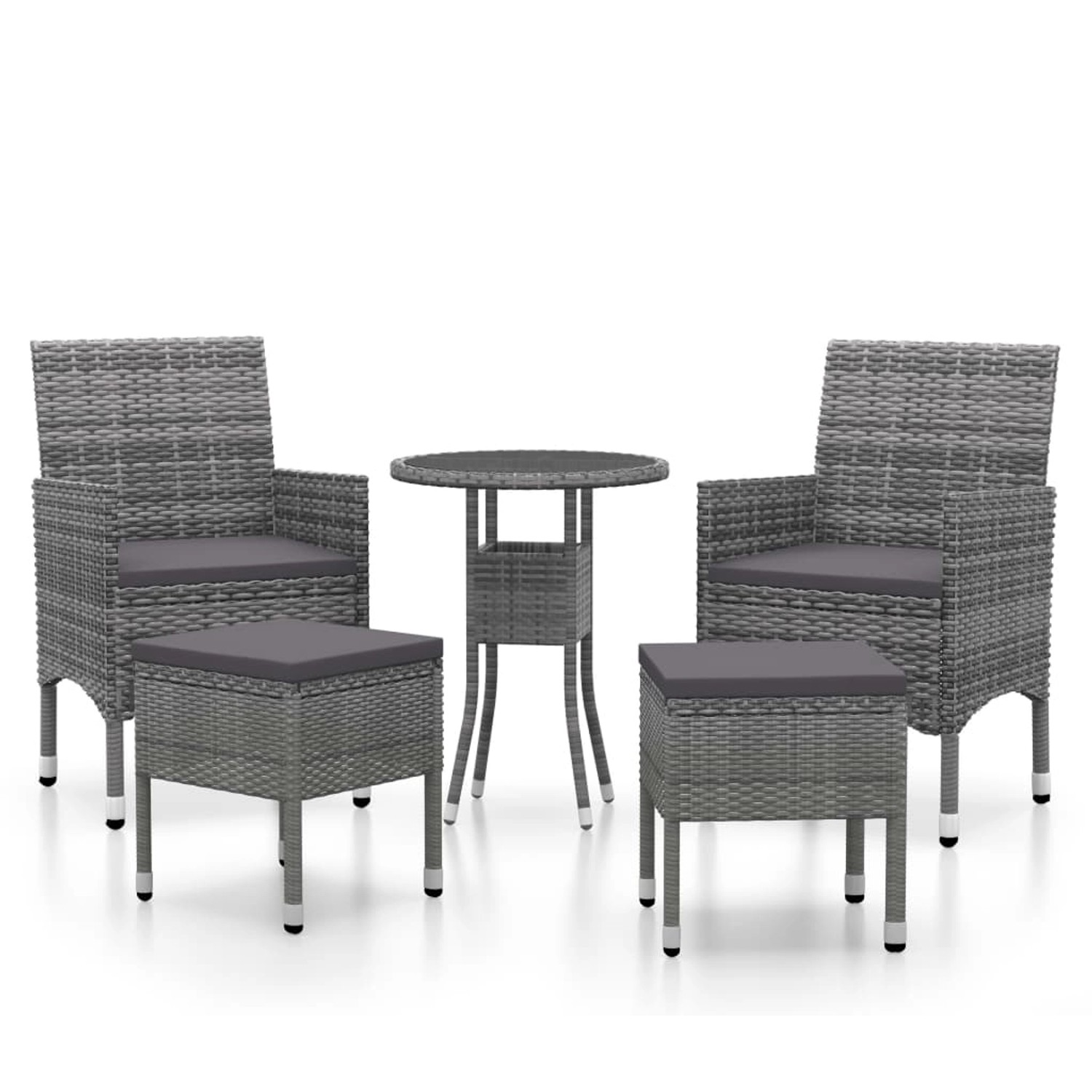 vidaXL 5-tlg Garten-Lounge-Set Poly Rattan Grau Modell 3 günstig online kaufen