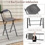 Costway Grillpavillon mit Bar und 2 Barhockern Doppeldach & Markise Grau_6