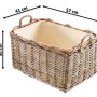 Rechteckiger Kobolo Holzkorb 'Kubu grey' aus Rattan mit Griffen und Leinenfutter.