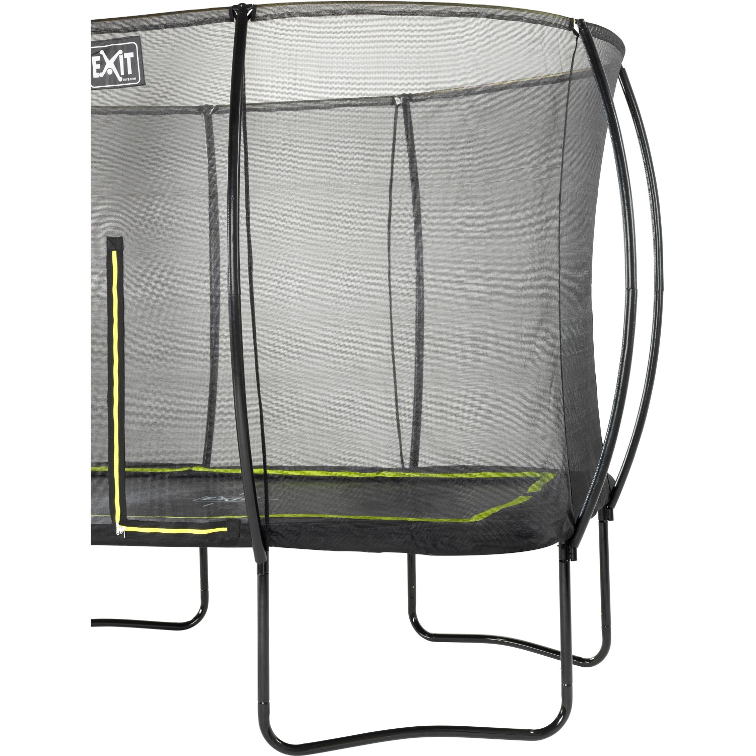 Schwarzes EXIT Silhouette Gartentrampolin, 214x305 cm, mit Sicherheitsnetz.