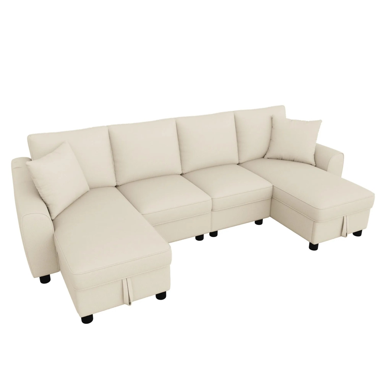 Merax U-Sofa 280x137x84 cm Beige Chenille Stauraum Modular