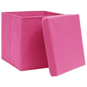 vidaXL Aufbewahrungsboxen mit Deckeln 10 Stk Rosa 32x32x32 cm Stoff 288348