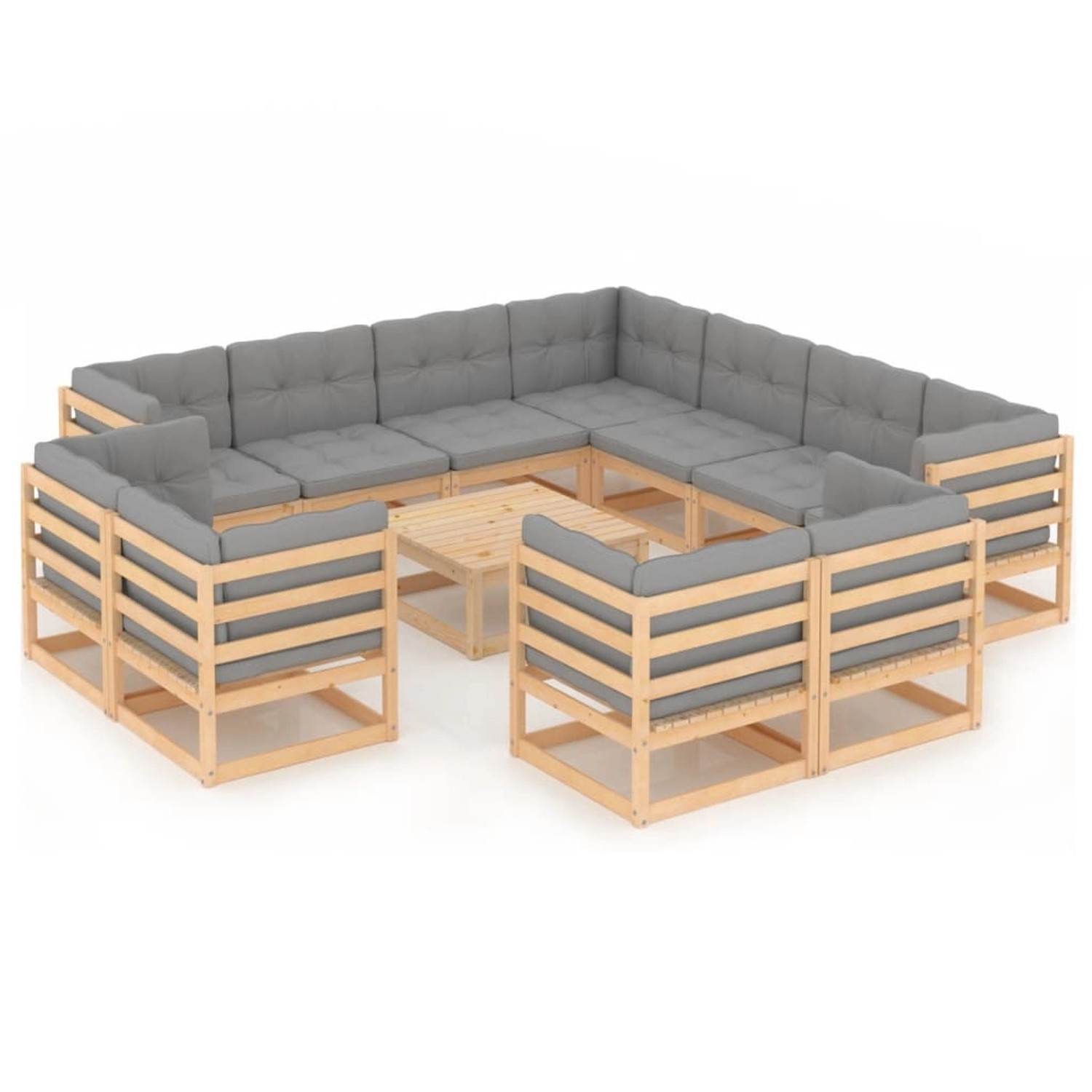 12-tlg. Garten-lounge-set Mit Kissen Massivholz Kiefer günstig online kaufen