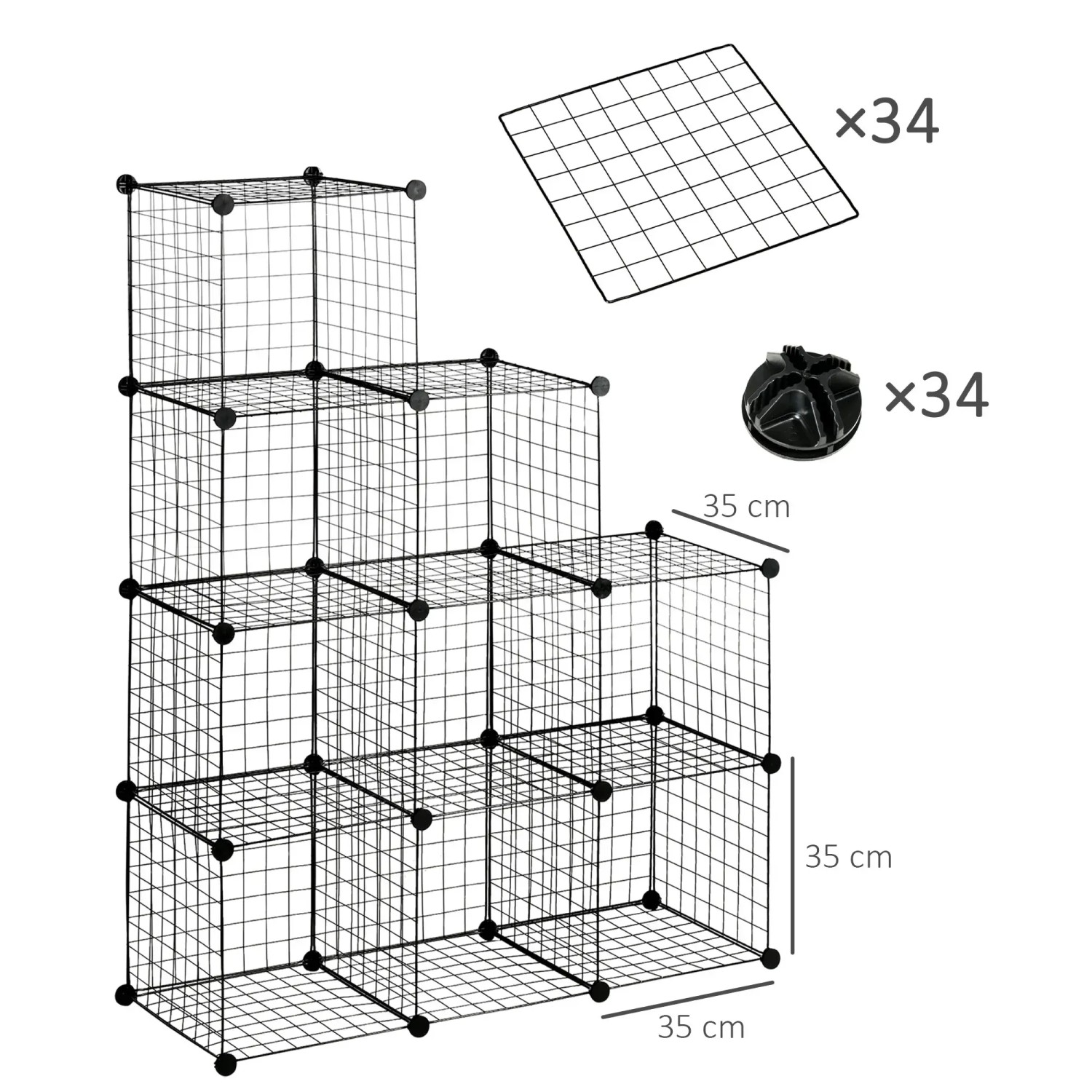 Schwarzes HOMCOM Regalsystem aus Stahldraht, 9 Fächer, DIY Würfelregal.