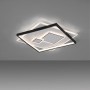 Moderne, weiße LED-Deckenleuchte Mailak (57x57 cm) von Paul Neuhaus mit schwarzem Rahmen.