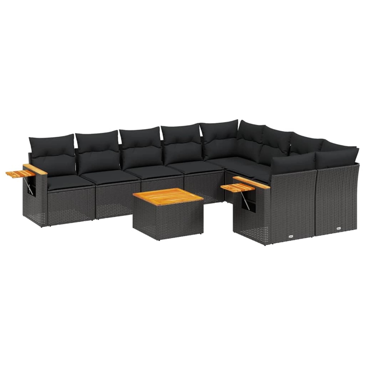 vidaXL 10-Tlg Garten-Sofagarnitur mit Kissen Schwarz Poly Rattan 3227147 günstig online kaufen