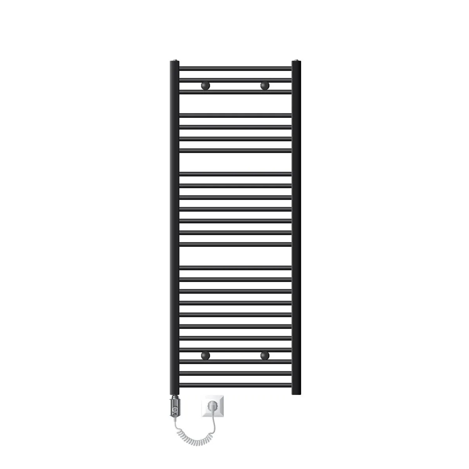 LuxeBath Badheizkörper 600x1500mm Anthrazit Gebogen und Heizstab 900W