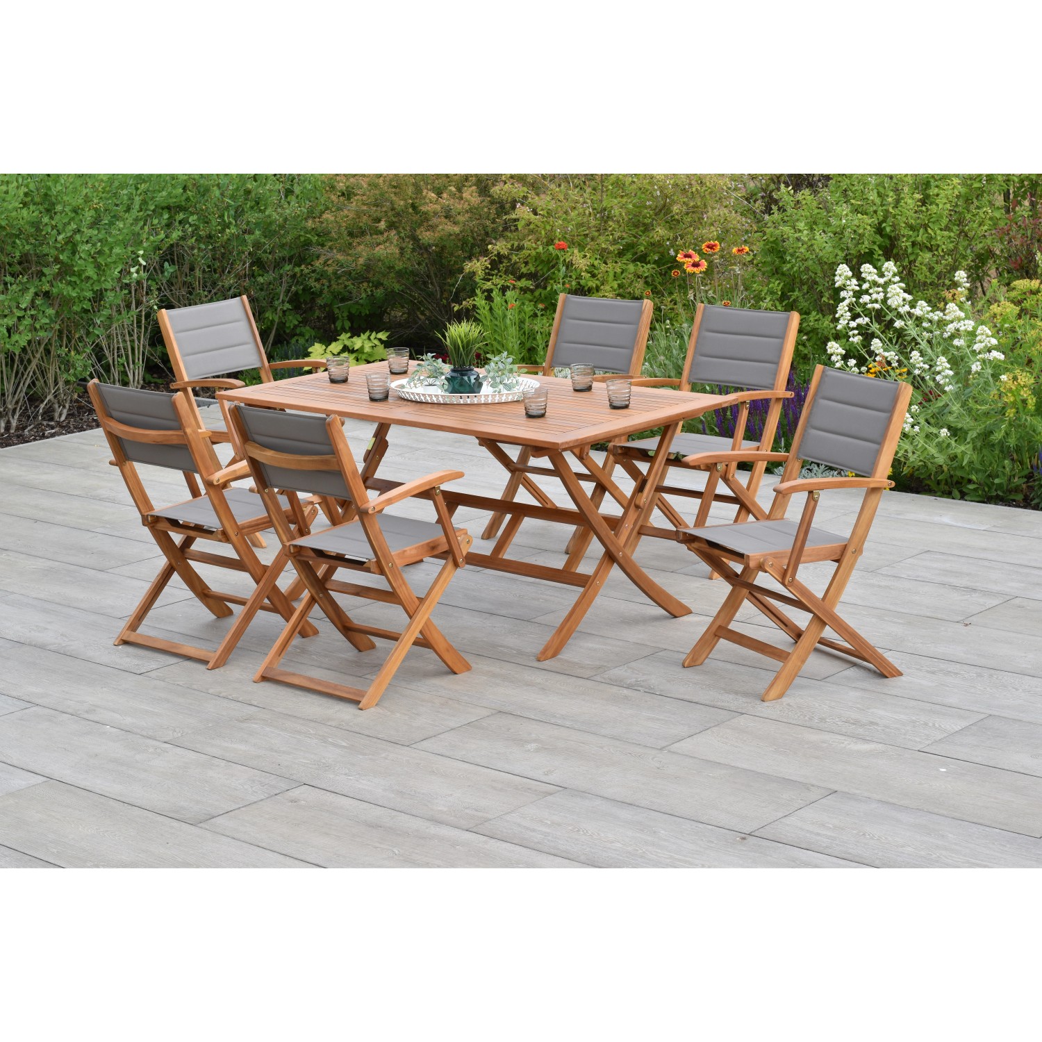 Merxx Acapulco Set 7-tlg. mit Klapptisch 160 x 90 cm günstig online kaufen
