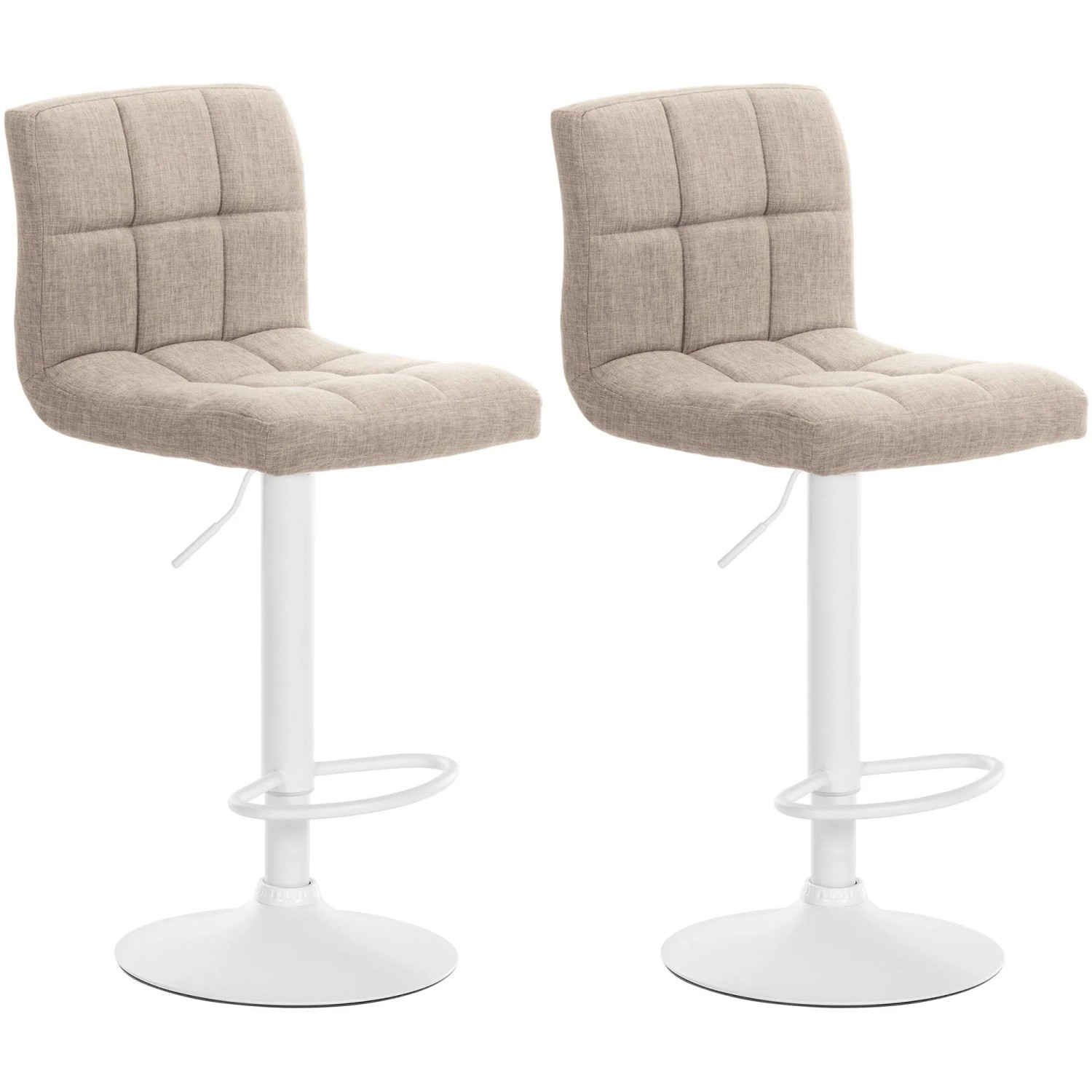 CLP 2er Set Barhocker Calma Stoff Metall Matt Weiss/Creme