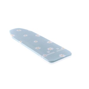 Leifheit Bügeltischbezug Cotton Classic Universal, hellblau mit weißem Blumenmuster, gepolstert für Bügelkomfort.