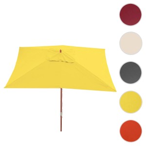 Gelber MCW Sonnenschirm Lissabon 3x4m mit Holzständer und Farbauswahl.