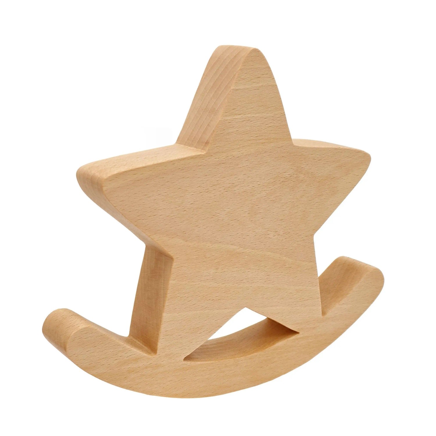 Erst-Holz Schaukel-Pferd Stern Baum oder 3er-Set Tischdeko Buche Geölt Design B