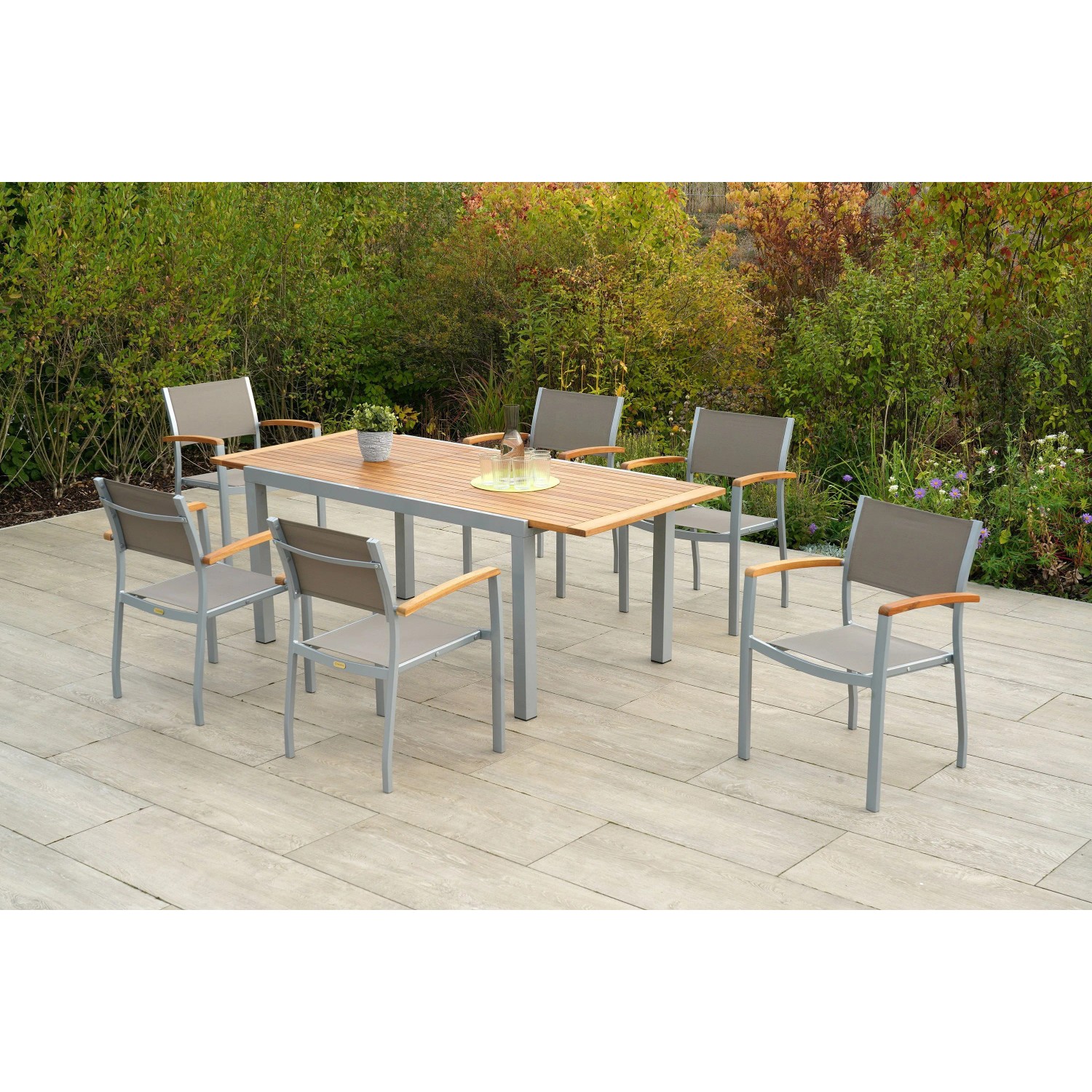Merxx Naxos Set 7-tlg. Gartentisch Ausziehbar 150/200 x 90 cm