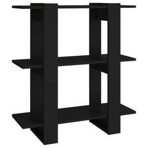 Schwarzes VidaXL Bücherregal/Raumteiler, 80x30x87 cm, Wandregal mit drei Ablagen.