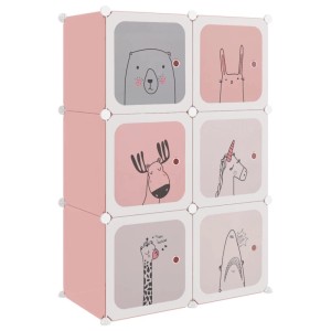 vidaXL Kinderschrank Modular mit 6 Würfeln Rosa PP 340578