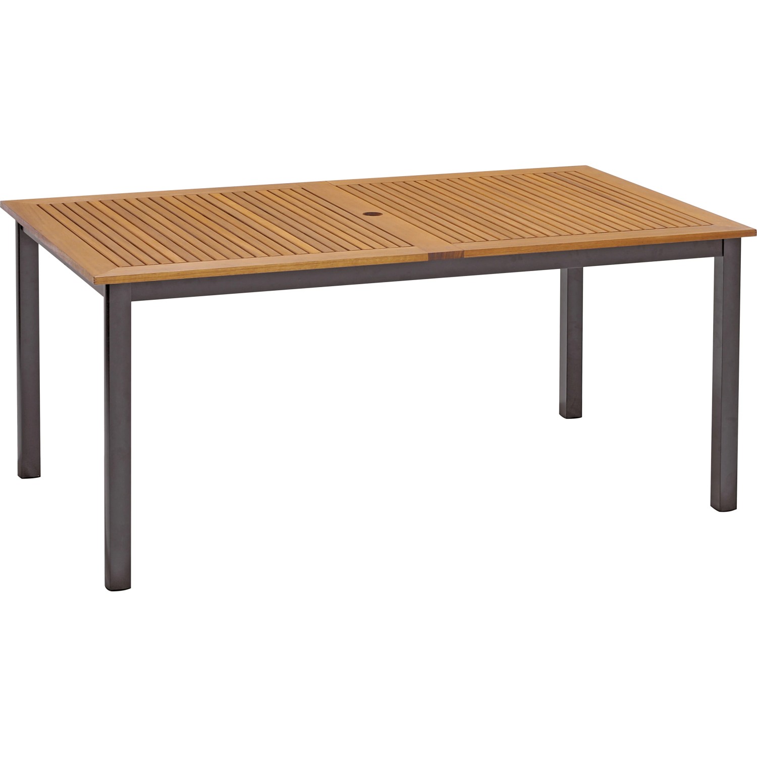 Rechteckiger Gartentisch Bonlee aus FSC®-Holz, braun, 166x90 cm, mit Sonnenschirmloch.