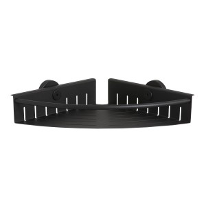Schwarze Tiger Duschablage Boston Eckversion aus Edelstahl, 24,7x24,7x6cm.