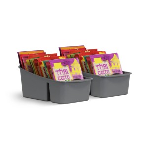 2er-Pack ProHome Küchenorganizer in Anthrazit, gefüllt mit Gewürzen und Tüten.