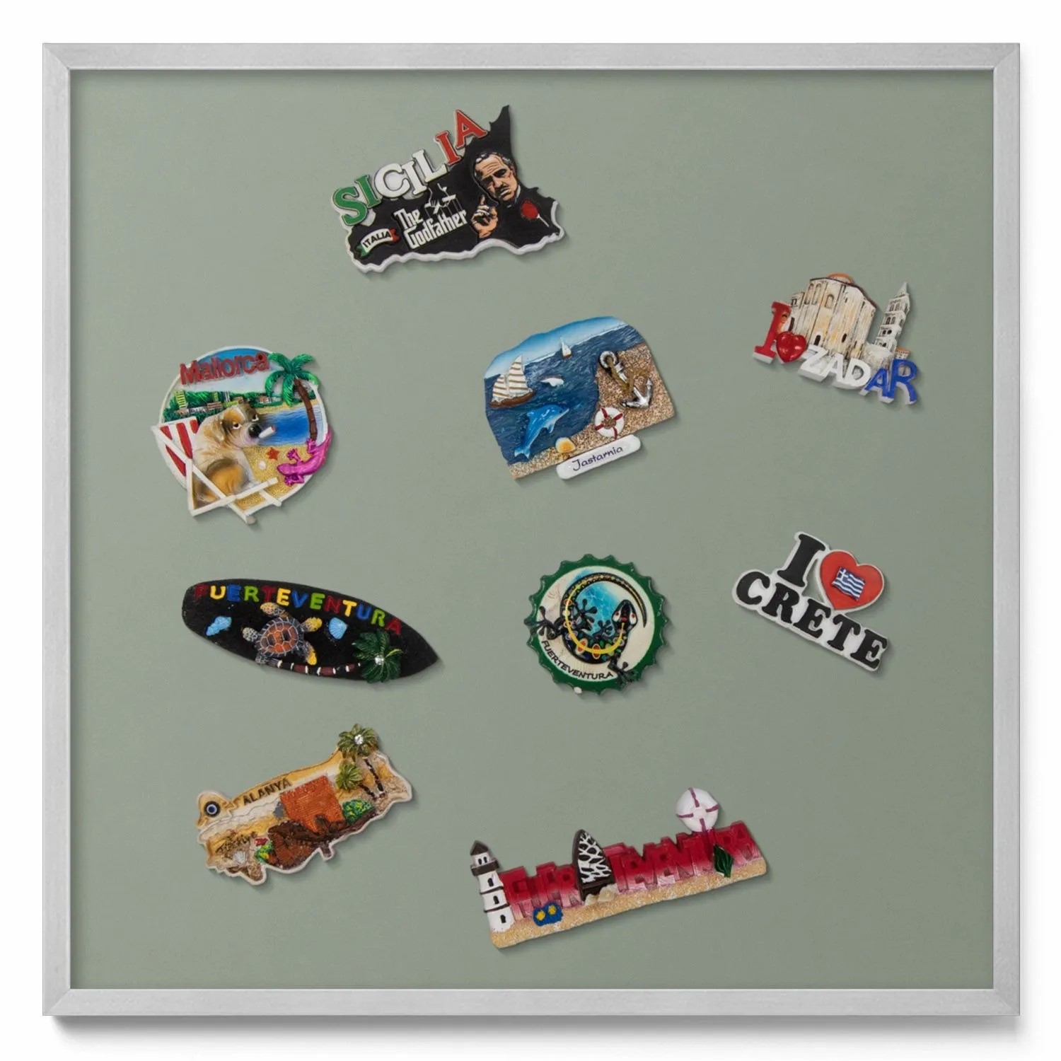 Tulup Magnettafel Metall Magnettafel Gerahmt Hellolivfarben 50x50 cm Magnet günstig online kaufen