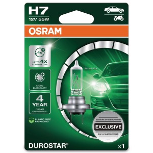 Osram Durostar H7 Halogenlampe für Autoscheinwerfer, lange Lebensdauer.