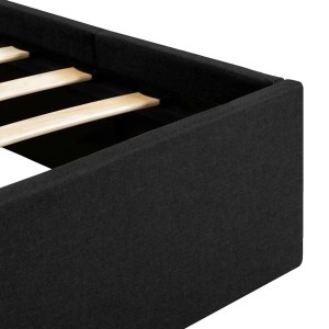 Detailansicht: Dunkelgraues vidaXL Bett 140x200 mit Lattenrost und Stoffbezug.