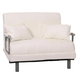 MCW Schlafsessel K29 in Creme mit Boucle-Stoff und Kissen.