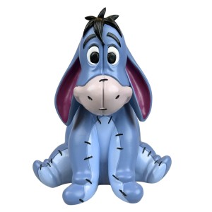 Blaue Disney Gartenfigur Esel, 20 cm hoch, Dekoration für Garten und Terrasse.